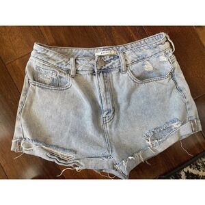 Pacsun Mom Shorts Womens Size 28 Cuffed Hem 90s Rolled Denim Light Blue